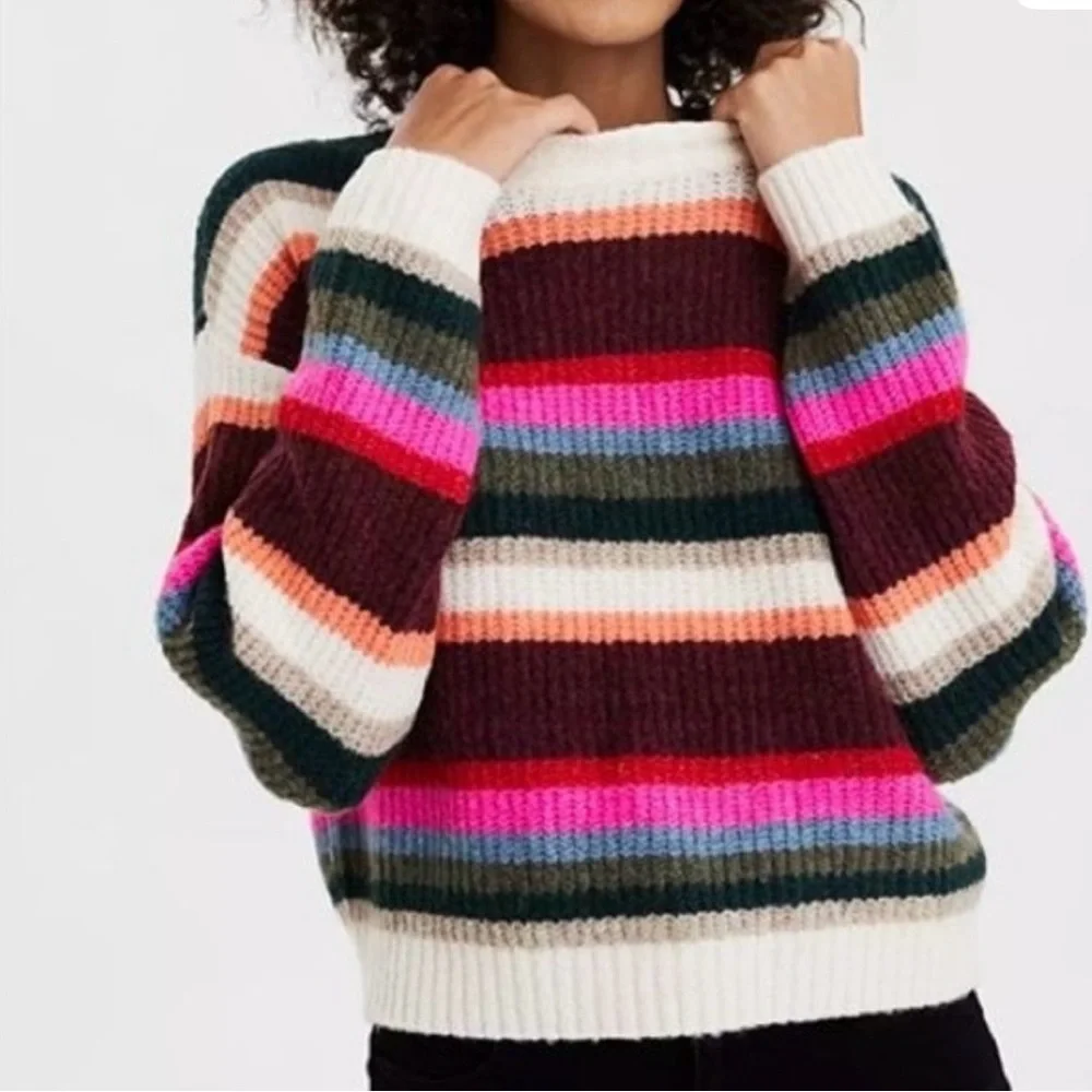 American Eagle Outfitters Women's Colorful Striped Sweater Small